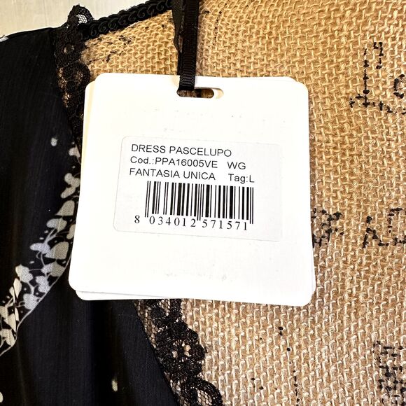 Piccione Piccione by Silvian Heach Black Floral Midi Sleeveless Dress Sz L - Picture 4 of 16